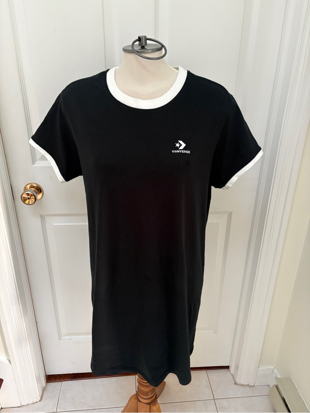 Converse Black Short Sleeve T-shirt Dress with White Trim